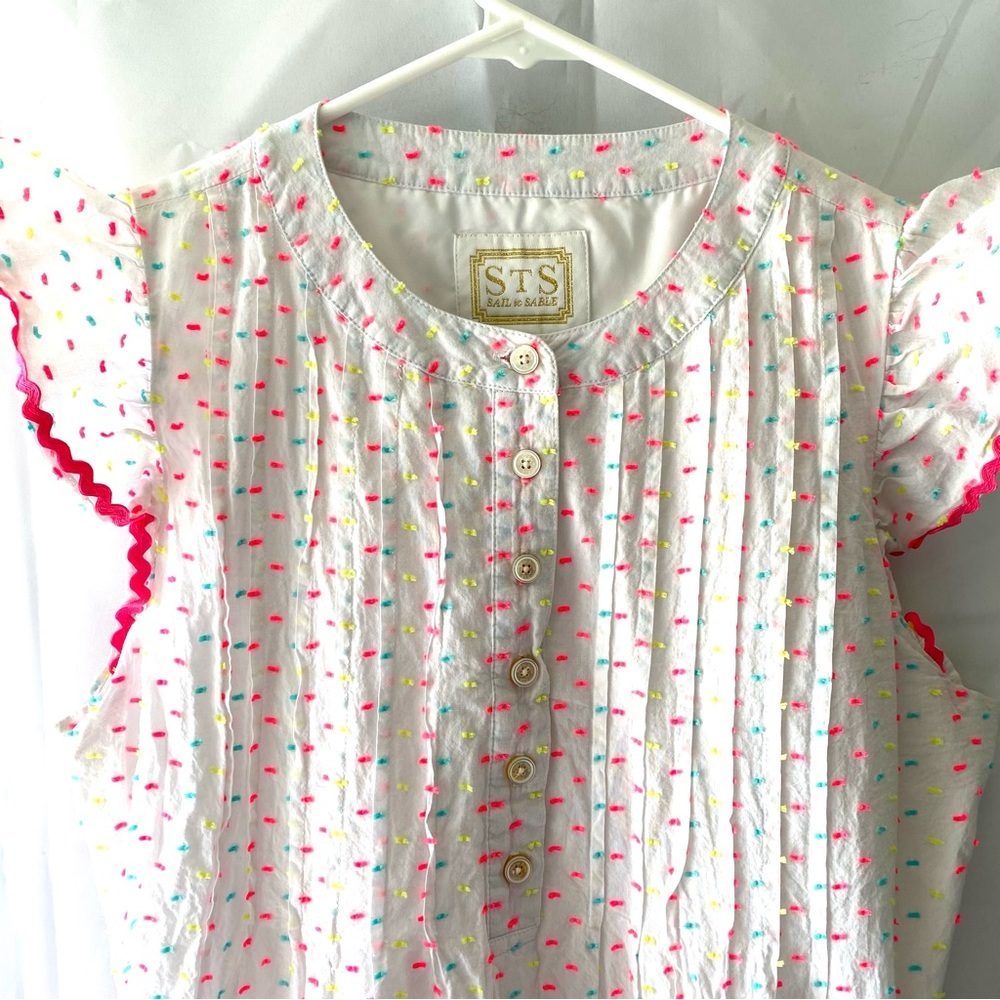 NWOT Sail to Sable dress Neon Clip Dot multi confetti with Pom Poms SZ Small. - Picture 12 of 13